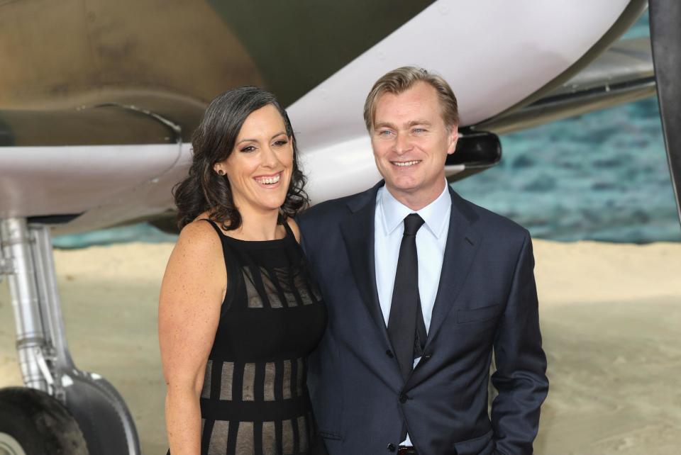 Not impressed: Christopher Nolan and wife Emma Thomas at the Dunkirk London premiere