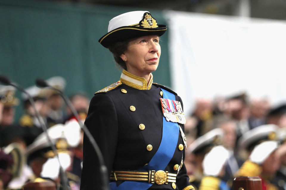 Princess Anne at the Commissioning Ceremony of HMS Queen Elizabeth at HM Naval Base in 2017. (Getty Images)