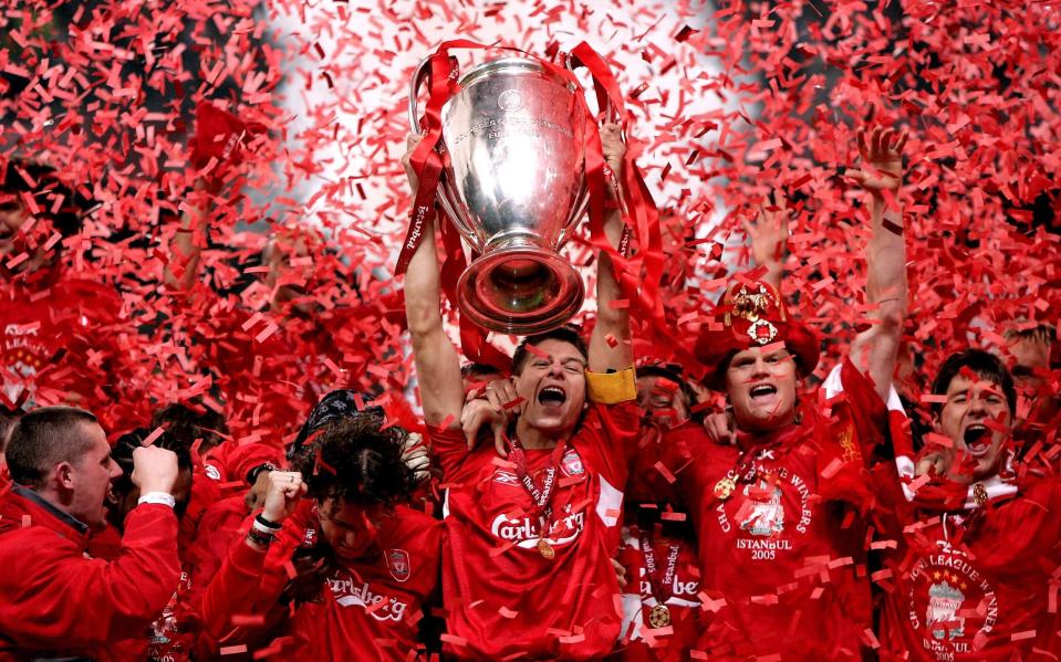 Gerrard lifts the European Cup after one of the most extraordinary comebacks of all time back in 2005 - PA/Phil Noble