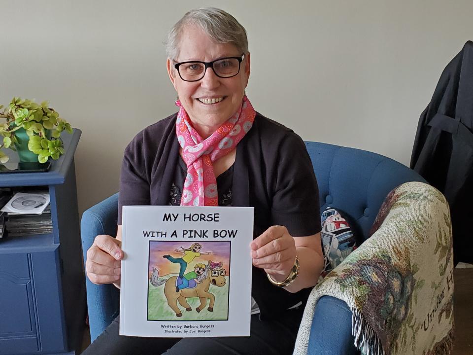 Dover resident Barbara Burgess' children's book, "My Horse With A Pink Bow," was written to help her grandchildren as she battled cancer.