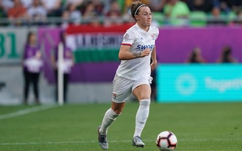 Lucy Bronze of Olympique Lyonnais on the ball during the UEFA Women's Champions League Final between Olympique Lyonnais and FC Barcelona Women - Credit: Getty images