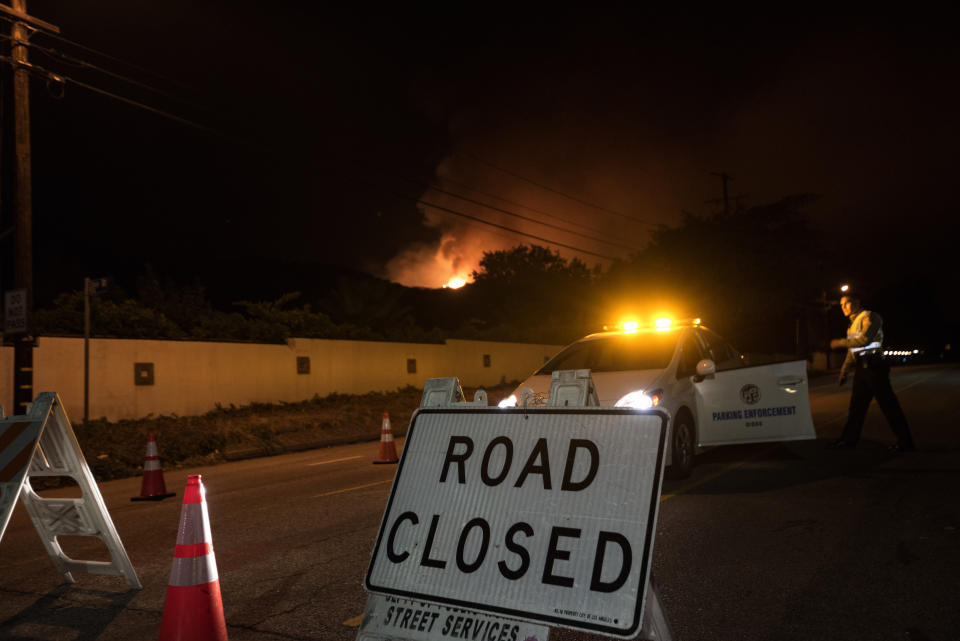 <p>A wildfire burns in La Tuna Canyon in Los Angeles, Calif., on Sept. 1, 2017. (Photo: Ronen Tivony/NurPhoto via Getty Images) </p>