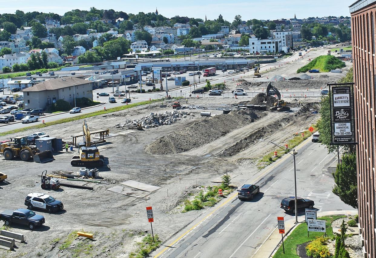Roadwork continues on Route 79 and Davol Street in Fall River, where MassDOT has removed an elevated highway and is replacing it with an urban boulevard.