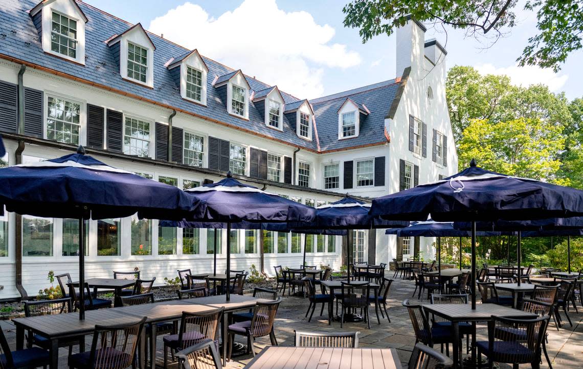 An outdoor patio at the Nittany Lion Inn is pictured on Tuesday.