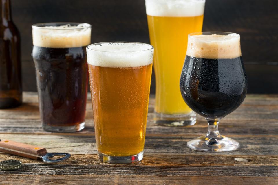 <span class="caption">This assortment of beer styles and flavors comes courtesy of brewer’s yeasts and their fondness for hybridization.</span> <span class="attribution"><a class="link " href="https://www.shutterstock.com/image-photo/refreshing-cold-craft-beer-assortment-ipa-1264196215" rel="nofollow noopener" target="_blank" data-ylk="slk:Brent Hofacker/Shutterstock.com;elm:context_link;itc:0;sec:content-canvas">Brent Hofacker/Shutterstock.com</a></span>