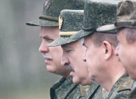 Belarussian President Alexander Lukashenko arrives for the Zapad 2017 war games at a range near the town of Borisov, Belarus September 20, 2017. REUTERS/Vasily Fedosenko