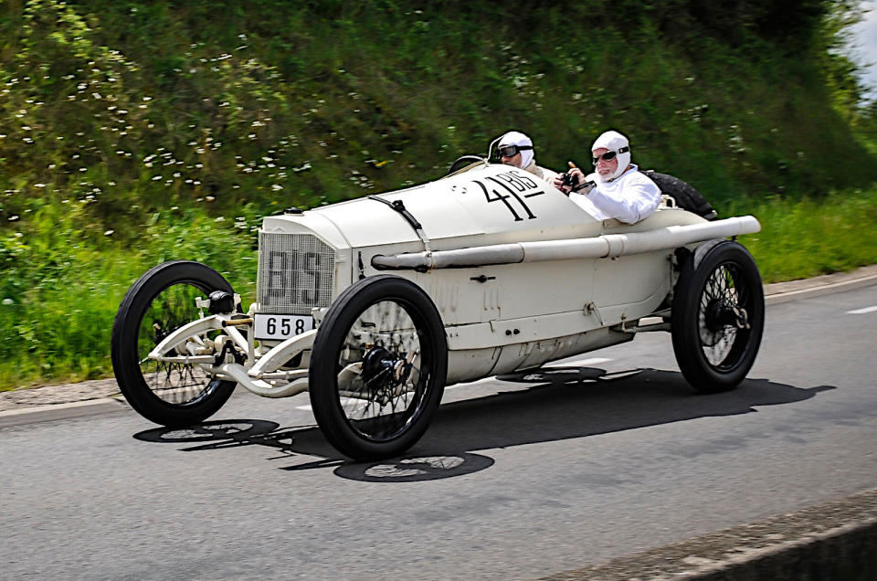 <p>Although we are concentrating mainly on cars developed largely for road use, it seems to make an exception in the case of the 18/100 racer which competed in the French Grand Prix in July 1914. This event was essentially a battle between <strong>France</strong> and <strong>Germany</strong>, represented by Peugeot and Mercedes respectively.</p><p>Peugeot put up a magnificent fight, but in the end all the honours went to Mercedes, which took the top three places. The home crowd was chastened by defeat at the hands of a nation which would become its <strong>wartime enemy</strong> less than a month later.</p>
