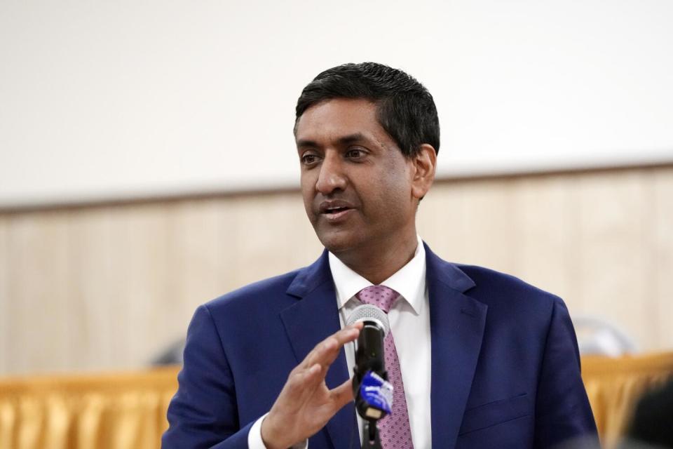 U.S. Rep. Ro Khanna, D-Ca., speaks to a group, Thursday, Feb. 22, 2024,