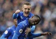 <p>Leicester City’s Wilfred Ndidi celebrates scoring their first goal </p>