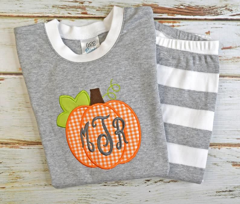 5) Pumpkin Monogram Pajamas