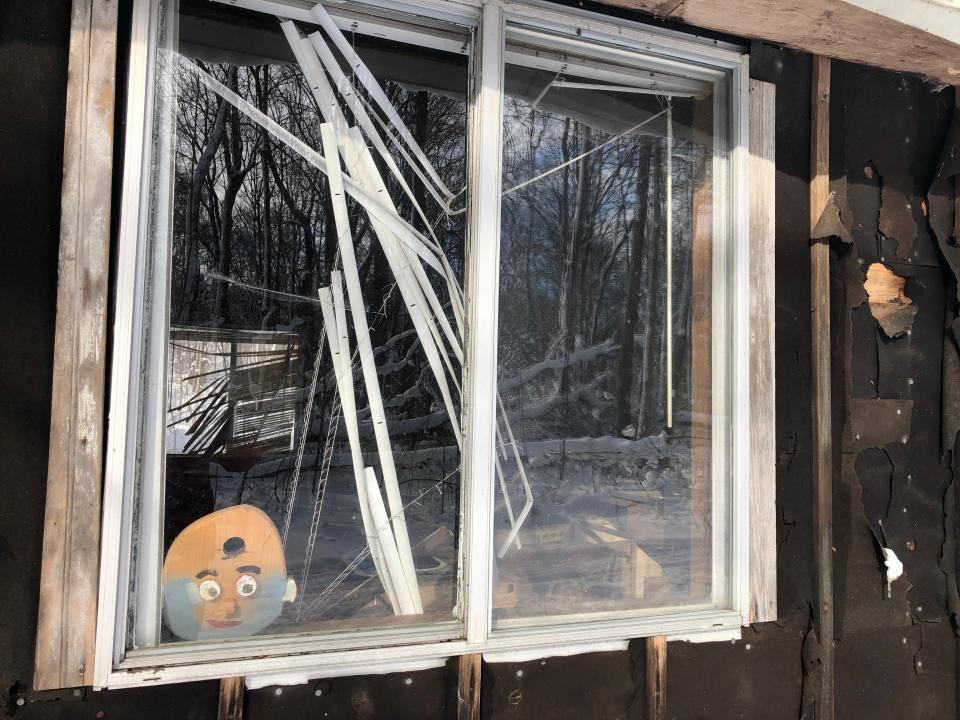 The vacant cabin at Love Creek County Park in Berrien Center is missing siding, as seen on Dec. 27, 2022. It is due to become a picnic shelter.