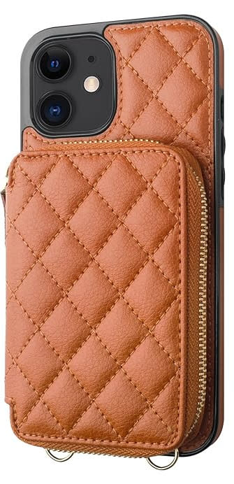 Bocasal Crossbody iPhone Wallet Case in brown.