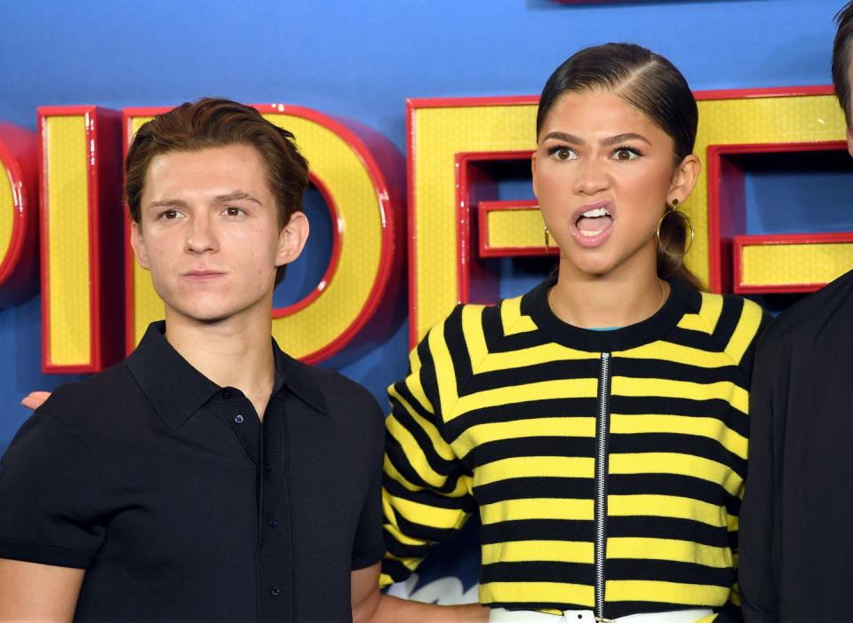 london, england june 15 tom holland and zendaya attend the spider man homecoming photocall at the ham yard hotel on june 15, 2017 in london, england photo by karwai tangwireimage