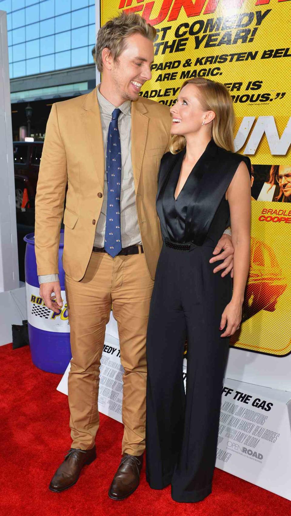 Actors Dax Shepard and Kristen Bell arrive to the premiere of Open Road Films' "Hit and Run" on August 14, 2012 in Los Angeles, California