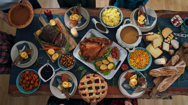 Thanksgiving meal on table