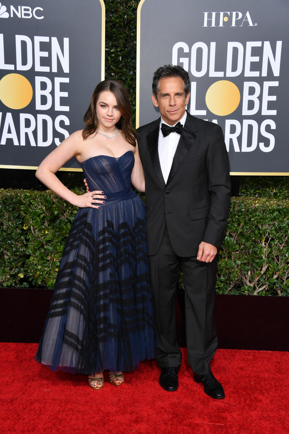 BEVERLY HILLS, CALIFORNIA - JANUARY 06: Ella Stiller and Ben Stiller attends the 76th Annual Golden Globe Awards held at The Beverly Hilton Hotel on January 06, 2019 in Beverly Hills, California. (Photo by George Pimentel/WireImage)