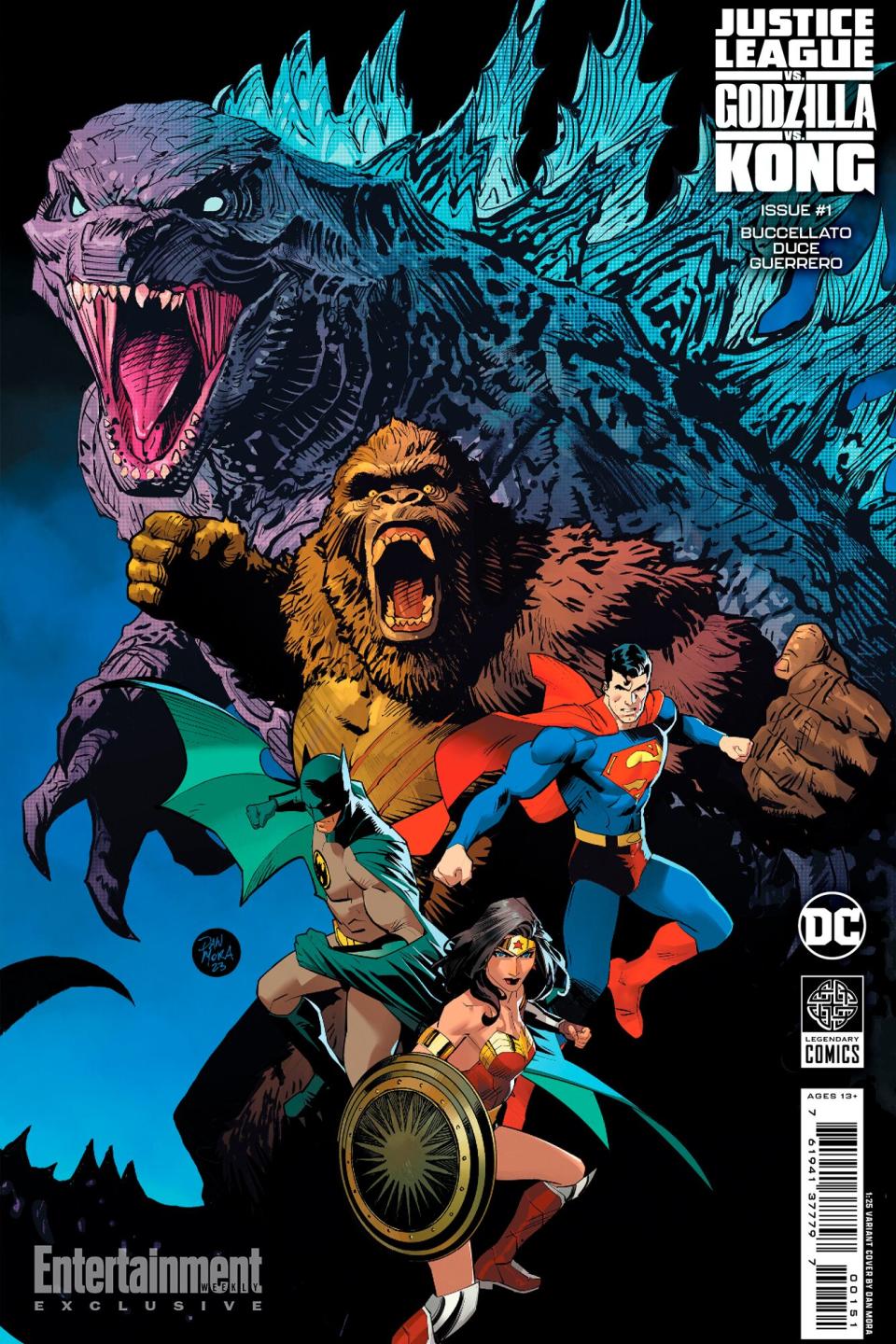 Variant cover for 'Justice League vs. Godzilla vs. Kong' by Dan Mora