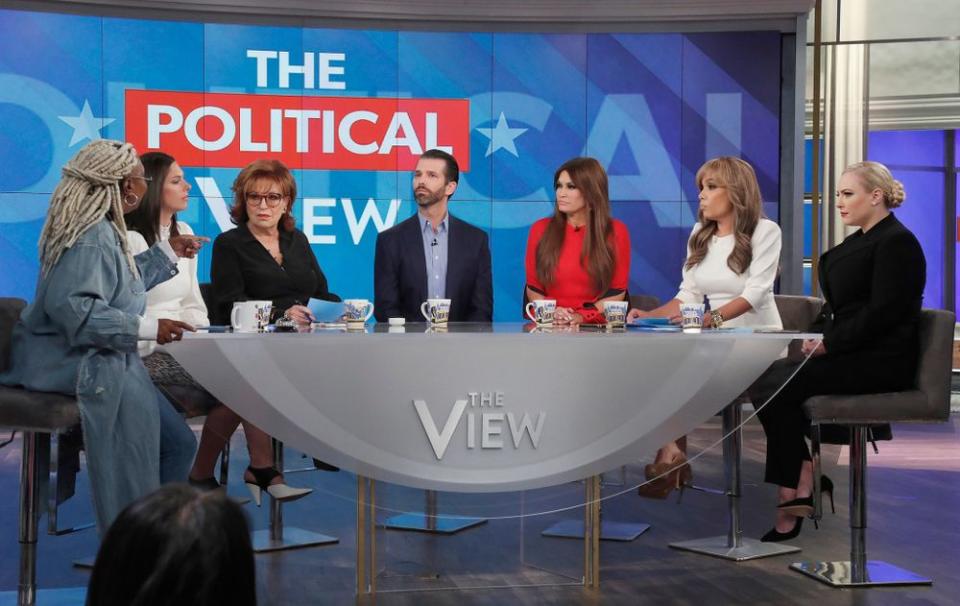 Donald Trump Jr. and Kimberly Guilfoyle (center, left to right) on The View on Thursday | Lou Rocco/ABC via Getty