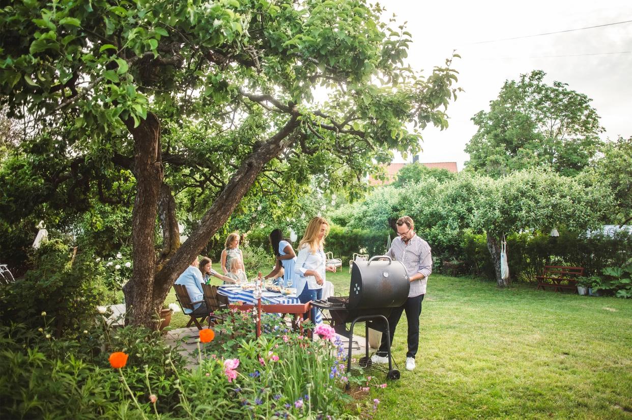 Outdoor gathering in garden