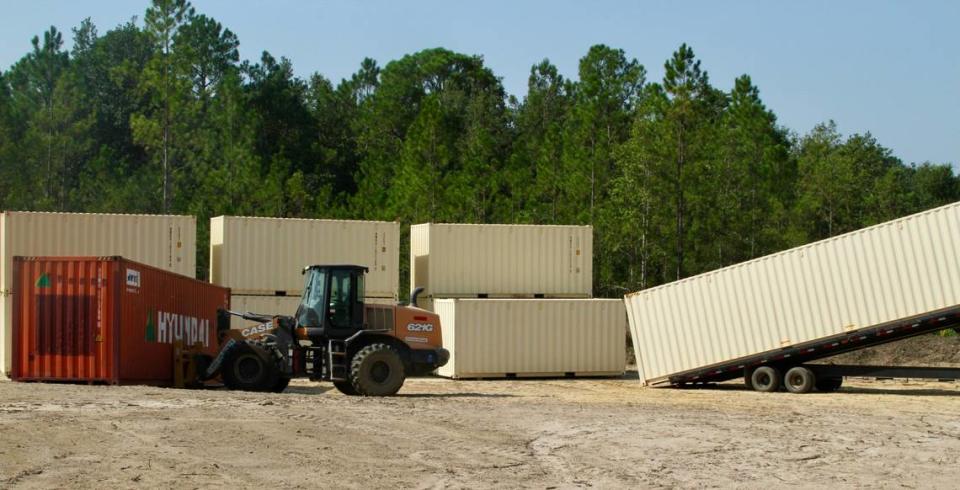 Bloxx Building buys shipping containers directly from shipping lines for its modular manufacturing and sales business off U.S. 49 in Saucier.
