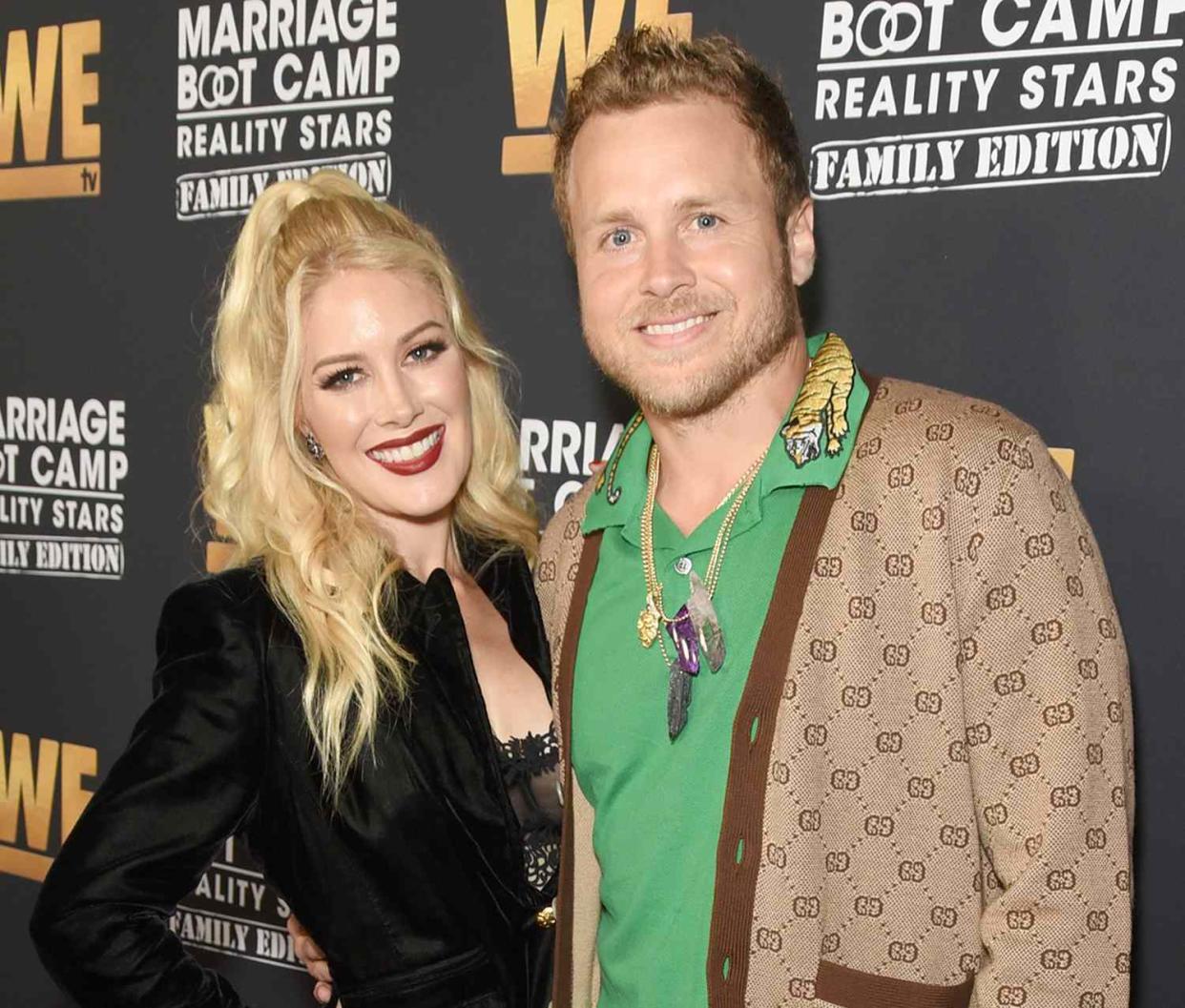 Heidi Montag and Spencer Pratt attend WE tv Celebrates the 100th Episode of the "Marriage Boot Camp" reality stars franchise and the premiere of "Marriage Boot Camp Family Edition" at SkyBar at the Mondrian Los Angeles on October 10, 2019 in West Hollywood, California