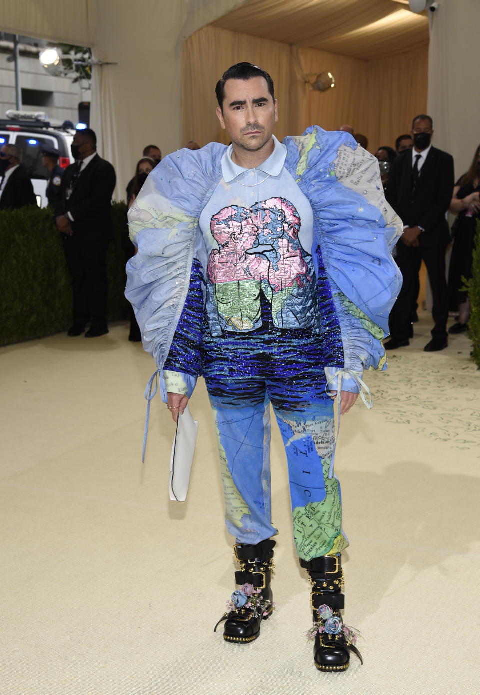 Dan Levy attends The Metropolitan Museum of Art's Costume Institute benefit gala celebrating the opening of the "In America: A Lexicon of Fashion" exhibition on Monday, Sept. 13, 2021, in New York. (Photo by Evan Agostini/Invision/AP)