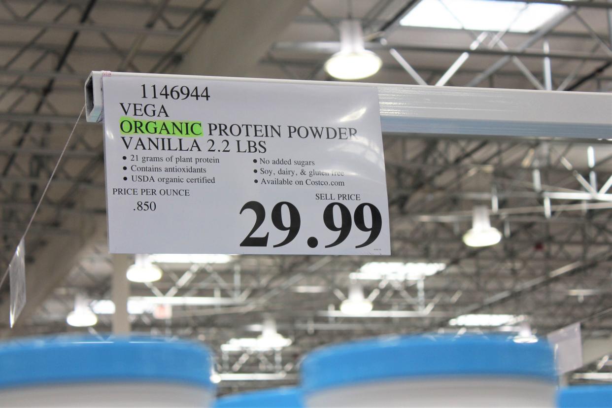 Organic Protein Powder sign Costco