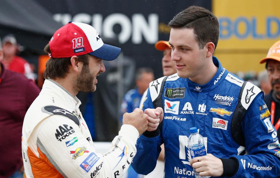 Had Daniel Suarez (left) run into Alex Bowman (right) within "15, 20 minutes" of their crash on Sunday, he may have had a different target for his fist.