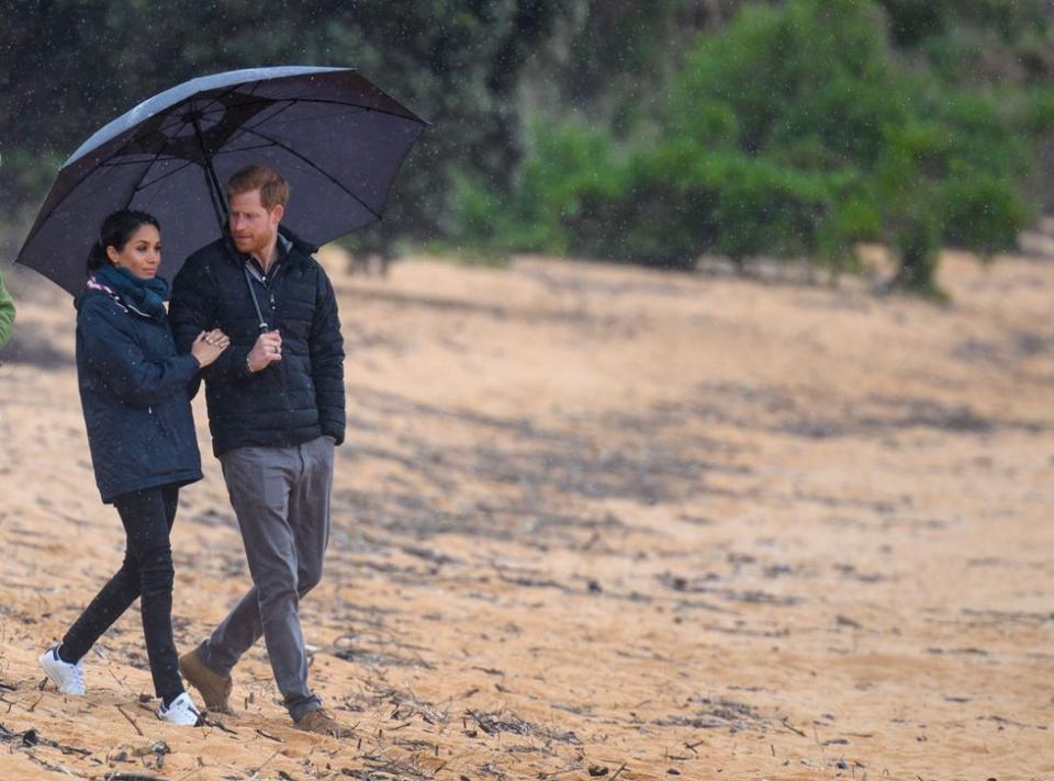 <p>The Duke and Duchess of Sussex escaped the U.K. for the dreamy travel destination that is New Zealand—but their hometown weather caught up with them regardless.<br></p>