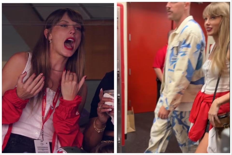 Taylor Swift was seen cheering on Travis Kelce, later leaving the Arrowhead Stadium with him (AP/Instagram)