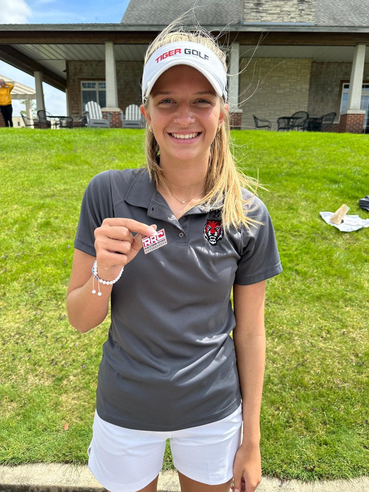 ADM's Celie Gardiner poses for a photo after earning all-conference honors during the Raccoon River Conference tournament on Monday, May 6, 2024, at Coldwater Golf Links in Ames.