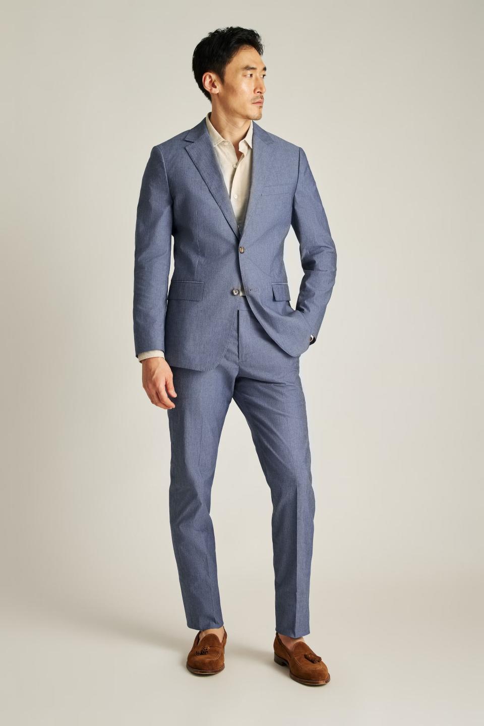 <p><a href="https://go.redirectingat.com?id=74968X1596630&url=https%3A%2F%2Fbonobos.com%2Fproducts%2Fportuguese-stretch-chambray-suit-jacket%3Fcolor%3Dnavy%2Bchambray&sref=https%3A%2F%2Fwww.menshealth.com%2Fstyle%2Fg26657806%2Fbest-summer-suits%2F" rel="nofollow noopener" target="_blank" data-ylk="slk:Shop Now;elm:context_link;itc:0;sec:content-canvas" class="link ">Shop Now</a></p><p>Portuguese Stretch Chambray Suit Jacket</p><p>$425.00</p><p>Bonobos</p>