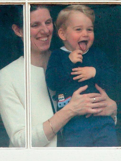 The young prince could barely contain his delight while watching the parade for his great grandmother's birthday parade back in 2015.