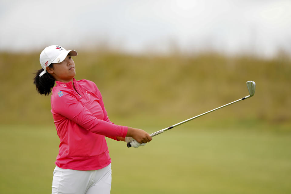 Monet Chun hits her tee shot at the third hole during the semifinals at the 2022 U.S. Women’s Amateur at Chambers Bay in University Place, Wash. on Saturday, Aug. 13, 2022. (Darren Carroll/USGA)