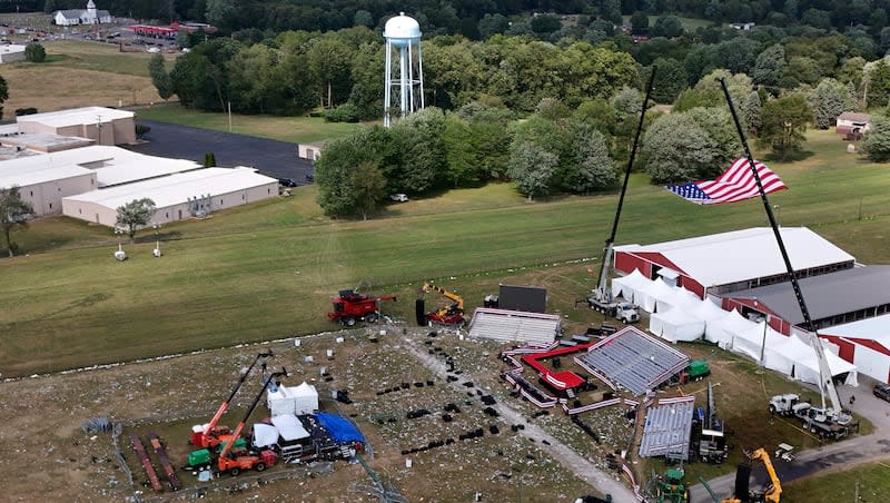 The Butler Farm Show, site of a campaign rally for Republican presidential candidate and former President Donald Trump, is seen Monday, July 15, 2024, in Butler, Pa. Trump was wounded on July 13 during an assassination attempt while speaking at the rally.