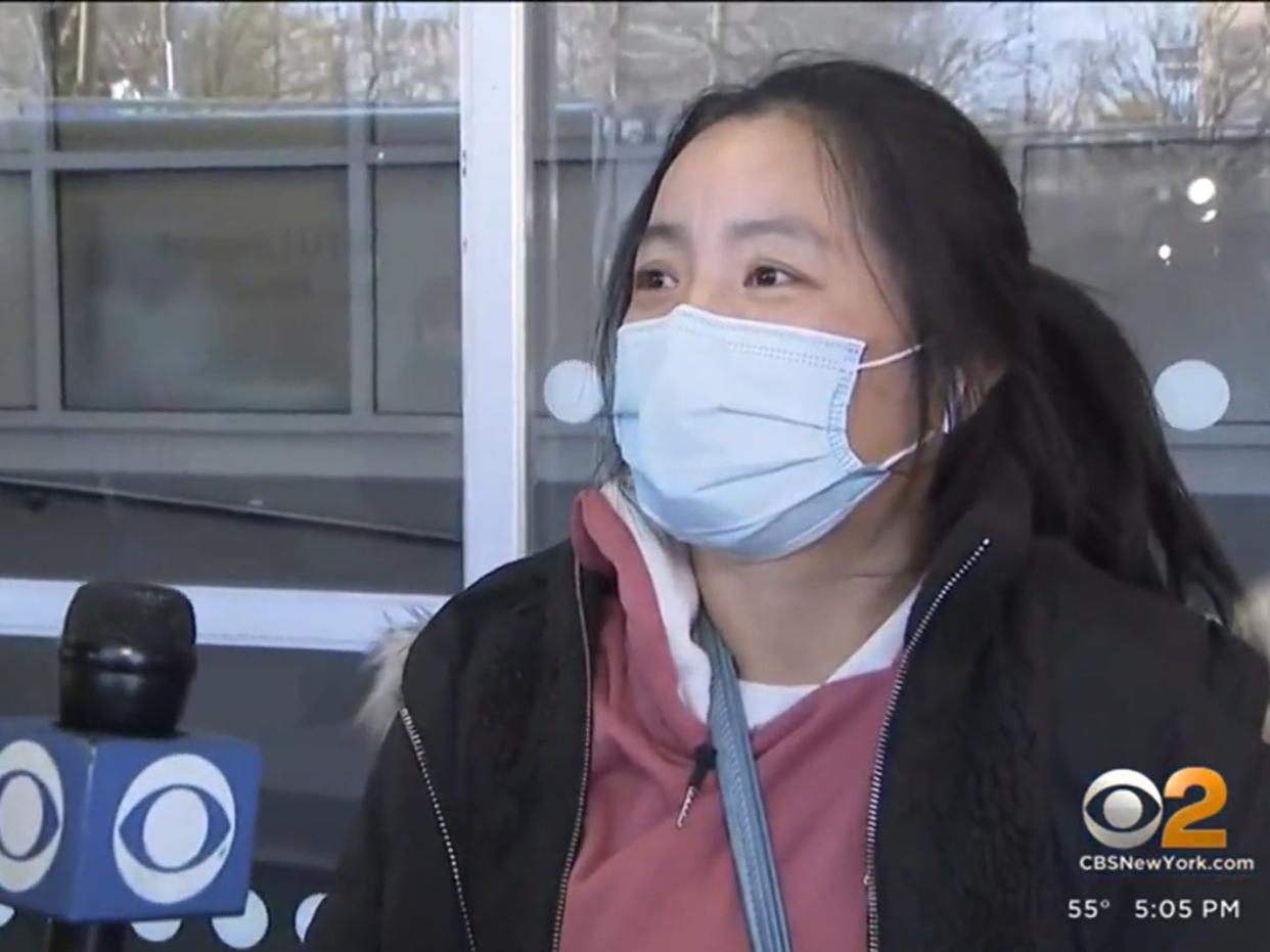 Yi Chun Hee, 38, describes the moment she was hit by the U-Haul truck in Brooklyn (CBS New York)