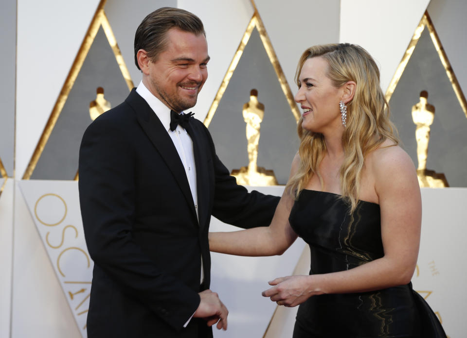 Kate Winslet and Leonardo DiCaprio at the Oscars together in 2016.