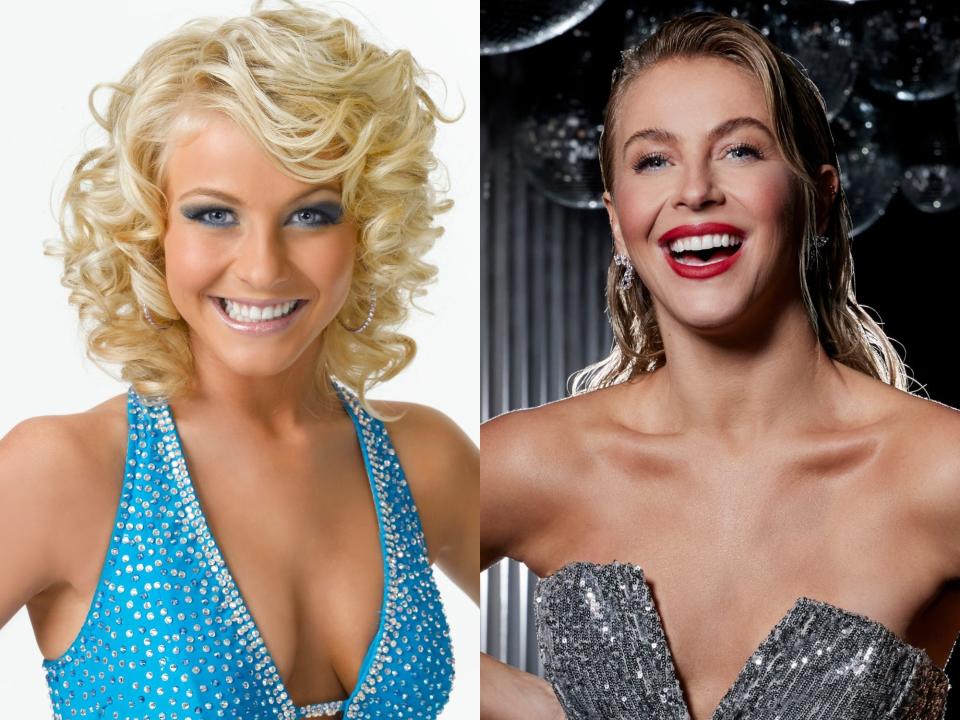 Julianne Hough in 2007 and 2023.