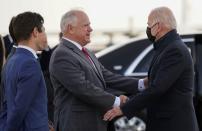 U.S. President Joe Biden arrives at Minneapolis-St. Paul International Airport in Minneapolis