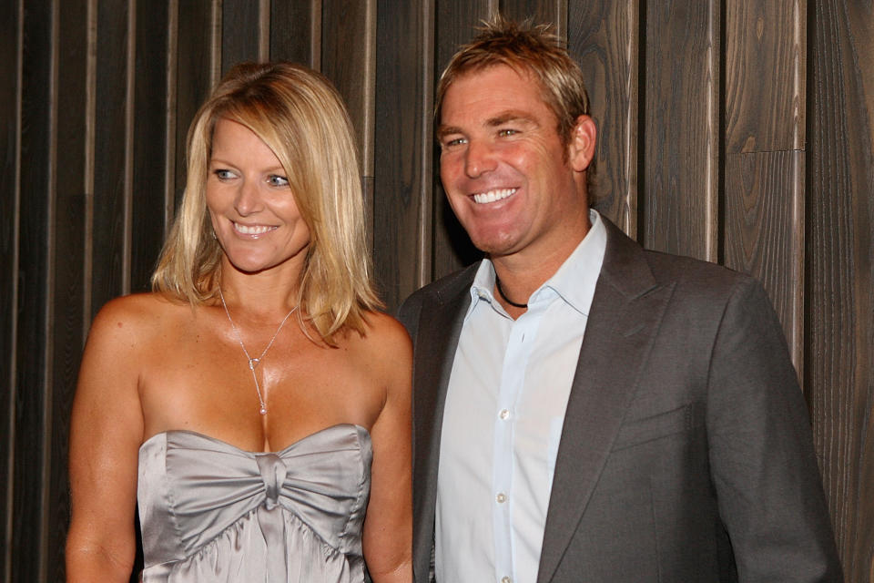 Simone Callahan and Shane Warne, pictured here at the Crown Metropol hotel in Melbourne in 2010.