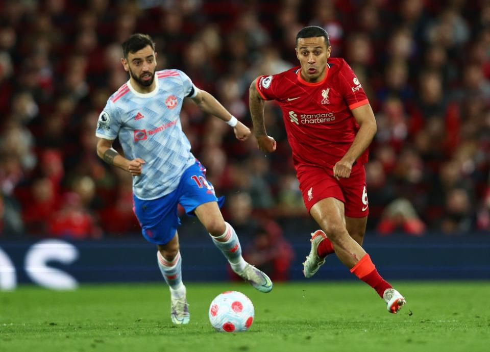 Thiago produced a man-of-the-match display in Liverpool’s recent 4-0 win over United   (Getty Images)