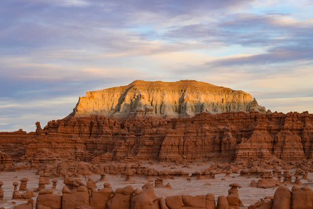 <p>Dermot Conlan/Getty Images</p> Landscape of Goblin Valley State Park.