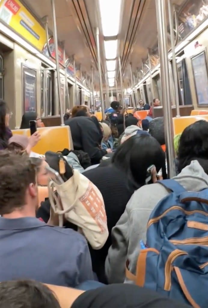 Commuters were seen throwing themselves on the floor to keep safe. @JoyceMeetsWorld/X-ABC