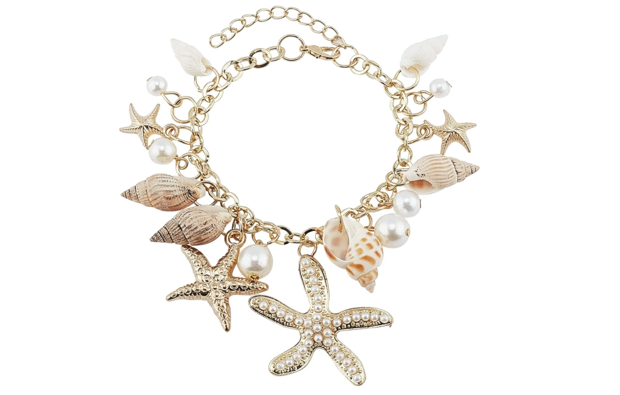 <p><a href="https://www.amazon.com/Pandahall-Fashion-Starfish-Bracelets-Golden/dp/B01DM1QBGU?tag=syn-yahoo-20&ascsubtag=%5Bartid%7C10065.g.44105367%5Bsrc%7Cyahoo-us" rel="nofollow noopener" target="_blank" data-ylk="slk:Shop Now;elm:context_link;itc:0;sec:content-canvas" class="link rapid-noclick-resp">Shop Now</a></p><p>Sea Shell Starfish Bracelets</p><p>$7.49</p>