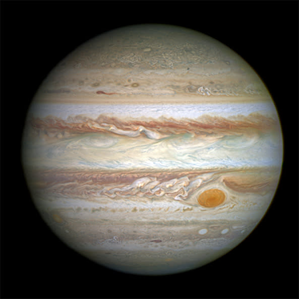 Image of Jupiter taken by the Hubble Space Telescope in 2014.