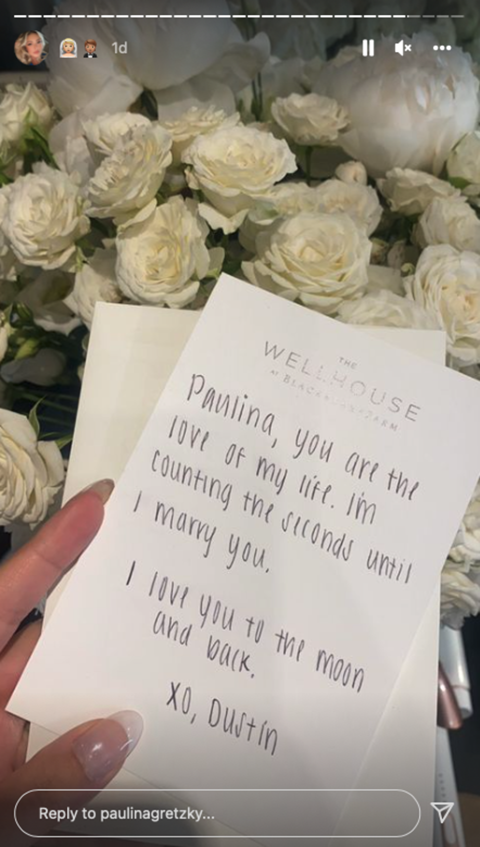 Paulina Gretzky shares photo of handwritten note from now-husband Dustin Johnson (Instagram / Paulina Gretzky)