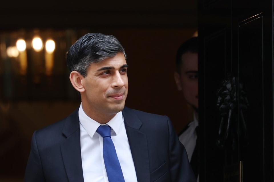 The Labour leader said Mr Sunak wanted to spend one more summer flying around in his helicopter (EPA)