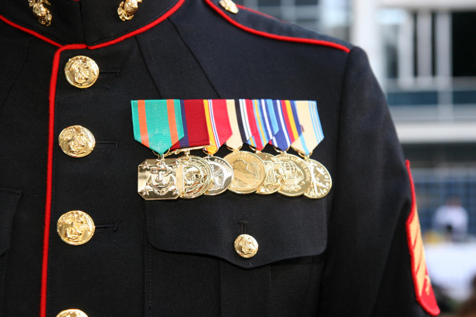 A man who wore his Marines formal uniform and all of his medals to a wedding recently found himself uninvited by the bride. (Photo: Getty Images)