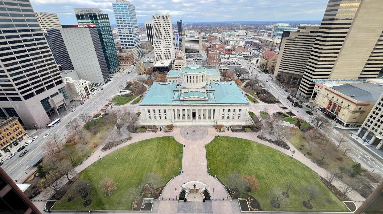 Dec 11, 2023; Columbus, Ohio, USA; The Ohio Statehouse is on Capitol Square in Columbus, Ohio.