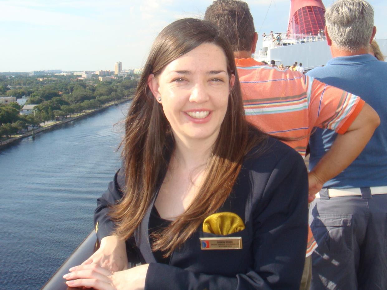Sharon Waugh smiling on cruise ship